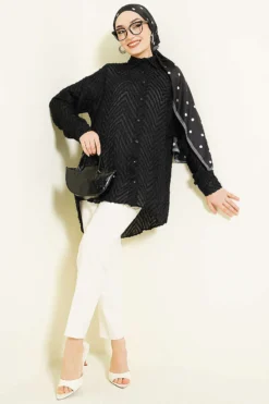 Alternative view of Fringed Loose Shirt Black
