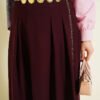 Pleated Skirt with Chain Belt Plum بالجملة skirt view 4 - Hicabistan مصنع تركيا