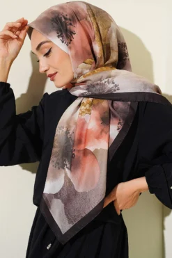 Alternative Ansicht von 120 cm Flower Pattern Scarf Brown