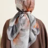 120 cm Flower Pattern Scarf Grey - Afbeelding 3