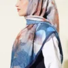 120 cm Flower Pattern Scarf Navy Blue - Image 3