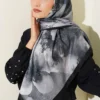 120 cm Flower Pattern Scarf Black - Image 2