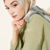 120 cm Flower Pattern Scarf Emerald - Afbeelding 2