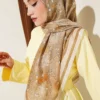 120 cm Flower Detailed Soft Scarf Beige - Imagen 2
