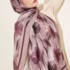 Watercolor Pattern Bamboo Crinkle Scarf Beige