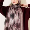 Watercolor Pattern Bamboo Crinkle Scarf Brown