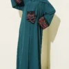 Floral Embellished Abaya Dress Emerald