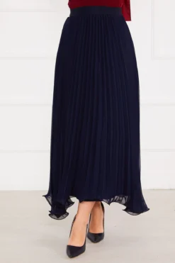 Alternative view of Flared Pleated Modest Skirt Navy Blue