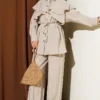 Cross Ruffle Cloak Modal Two-Piece Set Beige