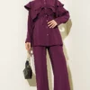 Cross Ruffle Cloak Modal Two-Piece Set Burgundy