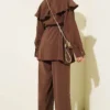 Cross Ruffle Cloak Modal Two-Piece Set Brown – Image 3
