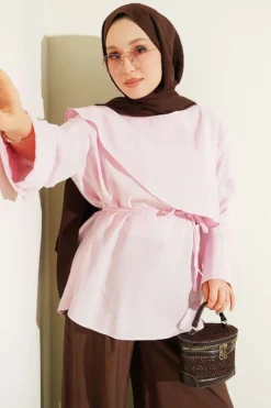 Cross Cape Modal Tunic Pink
