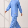 Embroidered Detail Loose Fit Lounge Set Baby Blue