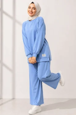 Alternative view of Embroidered Detail Loose Fit Lounge Set Baby Blue
