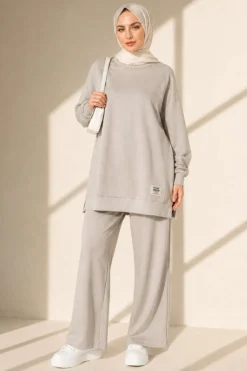 Alternative view of Embroidered Detail Loose Fit Lounge Set Beige