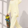 Embroidered Detail Loose Fit Lounge Set Yellow