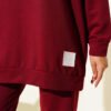 Emblem Detailed Basic Two-Piece Set Burgundy - Imagen 4