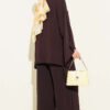 Asymmetrical Cut Loose Two-Piece Set Brown – Image 3