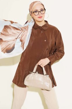 Asymmetrical Tied Shirt Brown