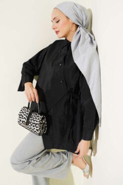 Asymmetrical Tied Shirt Black