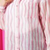 Asymmetric Vertical Striped Shirt Pink - Imagen 4