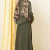 Asymmetrical Cut Basic Skirt Set Khaki - immagine 3