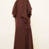 ⁦Asymmetrical Cut Basic Skirt Set Brown⁩ - الصورة ⁦3⁩