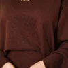 ⁦Asymmetrical Cut Basic Skirt Set Brown⁩ - الصورة ⁦4⁩