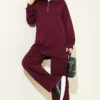 Asymmetrical Cut Basic Skirt Set Plum - Afbeelding 5