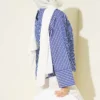 ⁦Asymmetrical Cut Thick Striped Tunic Blue⁩ - الصورة ⁦3⁩