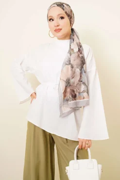 Asymmetrical Cut Poplin Tunic White