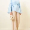 Asymmetrical Cut Poplin Tunic Blue – Image 2