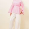 Asymmetrical Cut Poplin Tunic Pink - Imagen 2