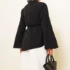 ⁦Asymmetrical Cut Poplin Tunic Black⁩ - الصورة ⁦3⁩