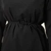 ⁦Asymmetrical Cut Poplin Tunic Black⁩ - الصورة ⁦4⁩