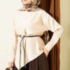 Asymmetrical Satin Tunic Beige