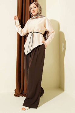 Alternative view of Asymmetrical Satin Tunic Beige