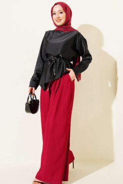 Alternative view of Asymmetrical Satin Tunic Black