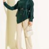 Asymmetrical Satin Tunic Emerald - Image 2