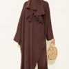 Asymmetrical Cut Blouse Two-Piece Set Brown - Image 3