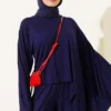Asymmetrical Cut Blouse Two-Piece Set Navy Blue - Afbeelding 2