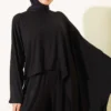 Asymmetrical Cut Blouse Two-Piece Set Black - Image 2