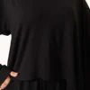 Asymmetrical Cut Blouse Two-Piece Set Black - Image 4