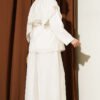 Asymmetrical Shoulder Cloak Two-Piece Set Ecru – Bild 3