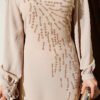 Asymmetrical Stone-Embellished Evening Dress Beige – Bild 4