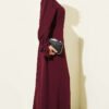 Asymmetrical Stone-Embellished Evening Dress Burgundy - immagine 3