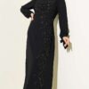 Asymmetrical Stone-Embellished Evening Dress Black