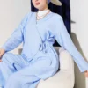 Asymmetric Side Tie Two-Piece Set Blue