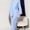 ⁦Asymmetric Side Tie Two-Piece Set Blue⁩ - الصورة ⁦2⁩