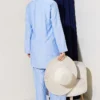 ⁦Asymmetric Side Tie Two-Piece Set Blue⁩ - الصورة ⁦3⁩